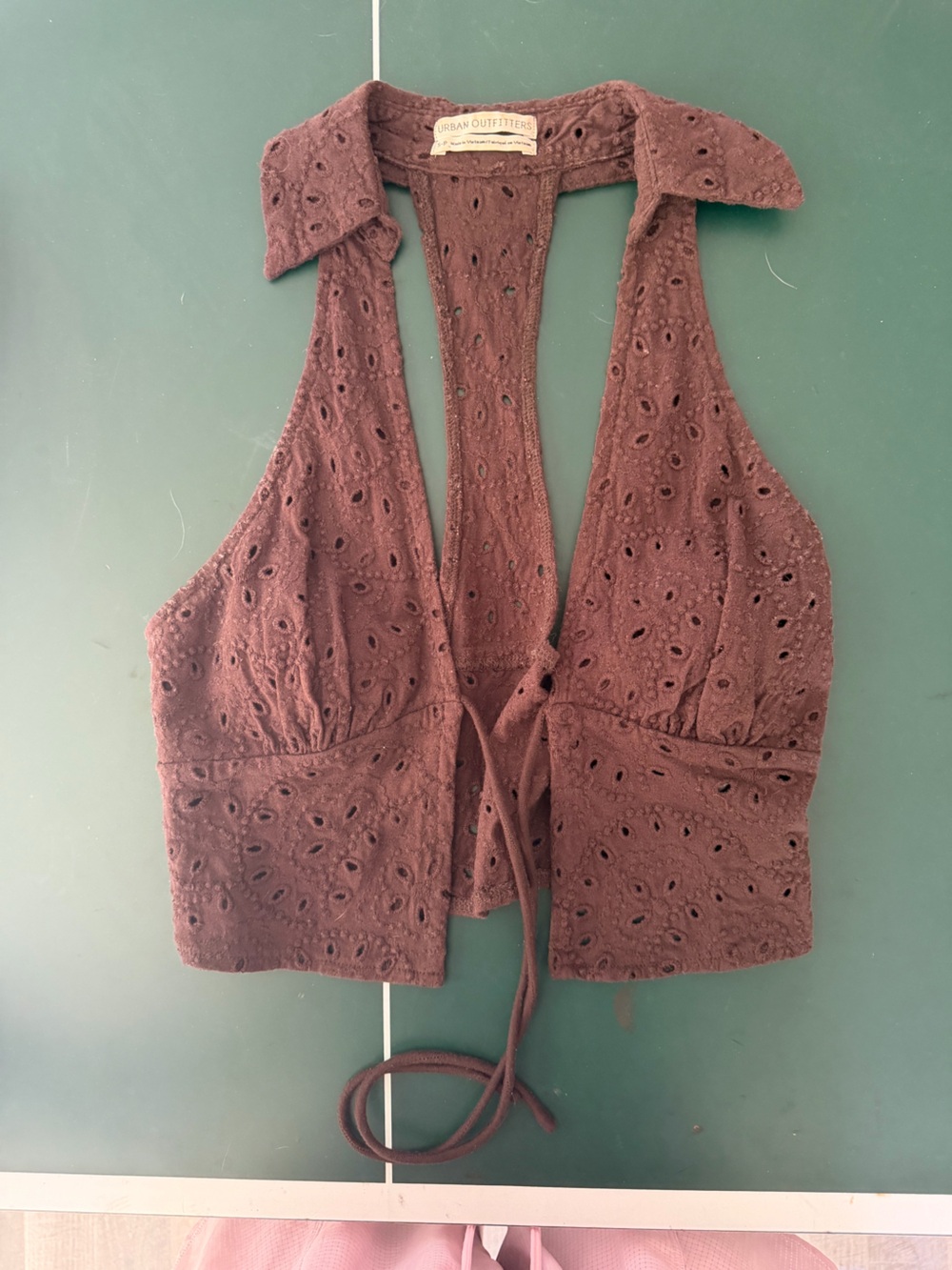 Urban Outfitters Brown Eyelet High-Waist Tie Shorts